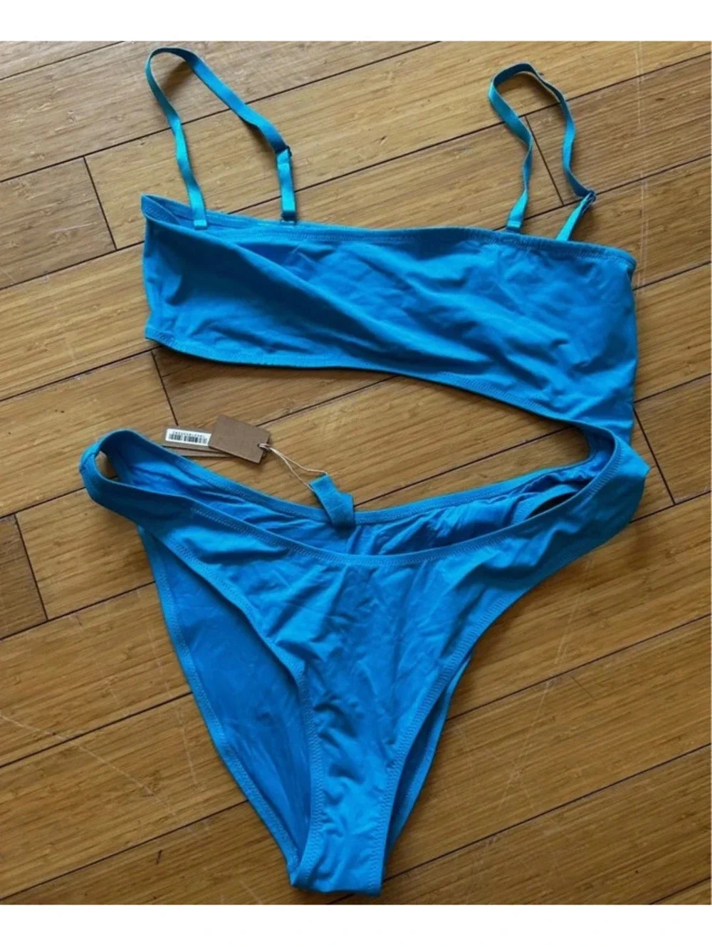 New Skims Recycled Swim Strapless Monokini Turquoise Blue Size 4X